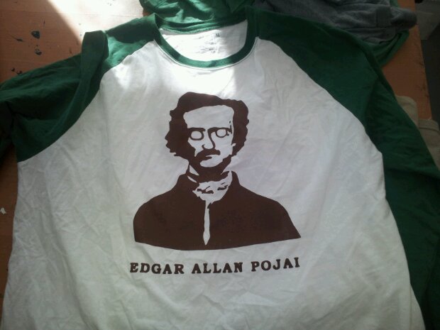 edgar allan pojai, edgar allan poe t-shirt, screen printing, ojai, ca, tourism, literary design